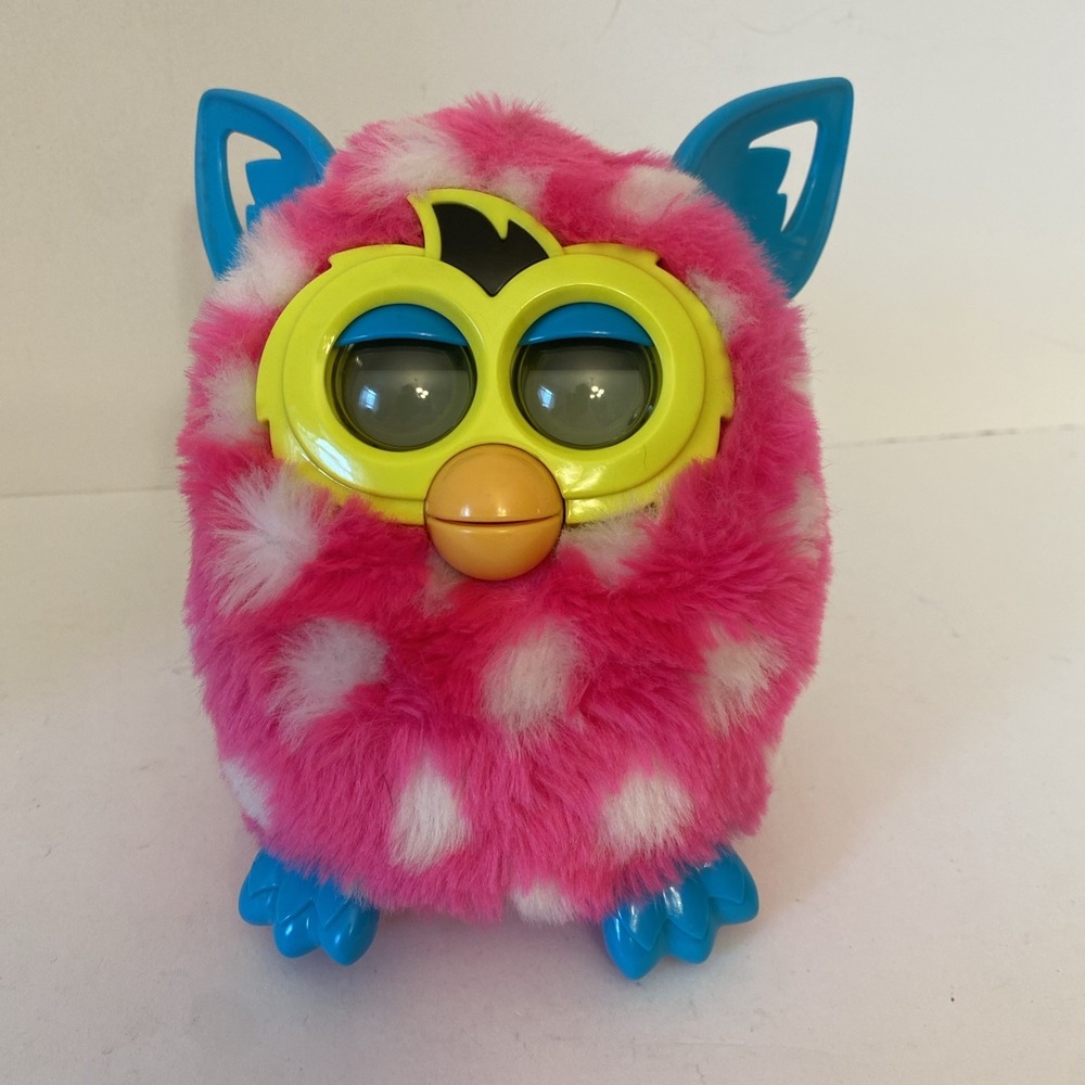 Furby Boom Pink and White Polka Dot Hasbro Interactive Toy TESTED WORKS